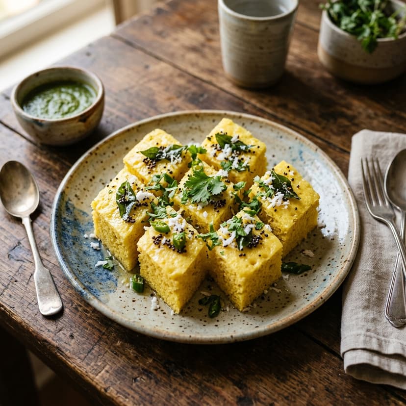 Soft dhokla made with Annapurna besan