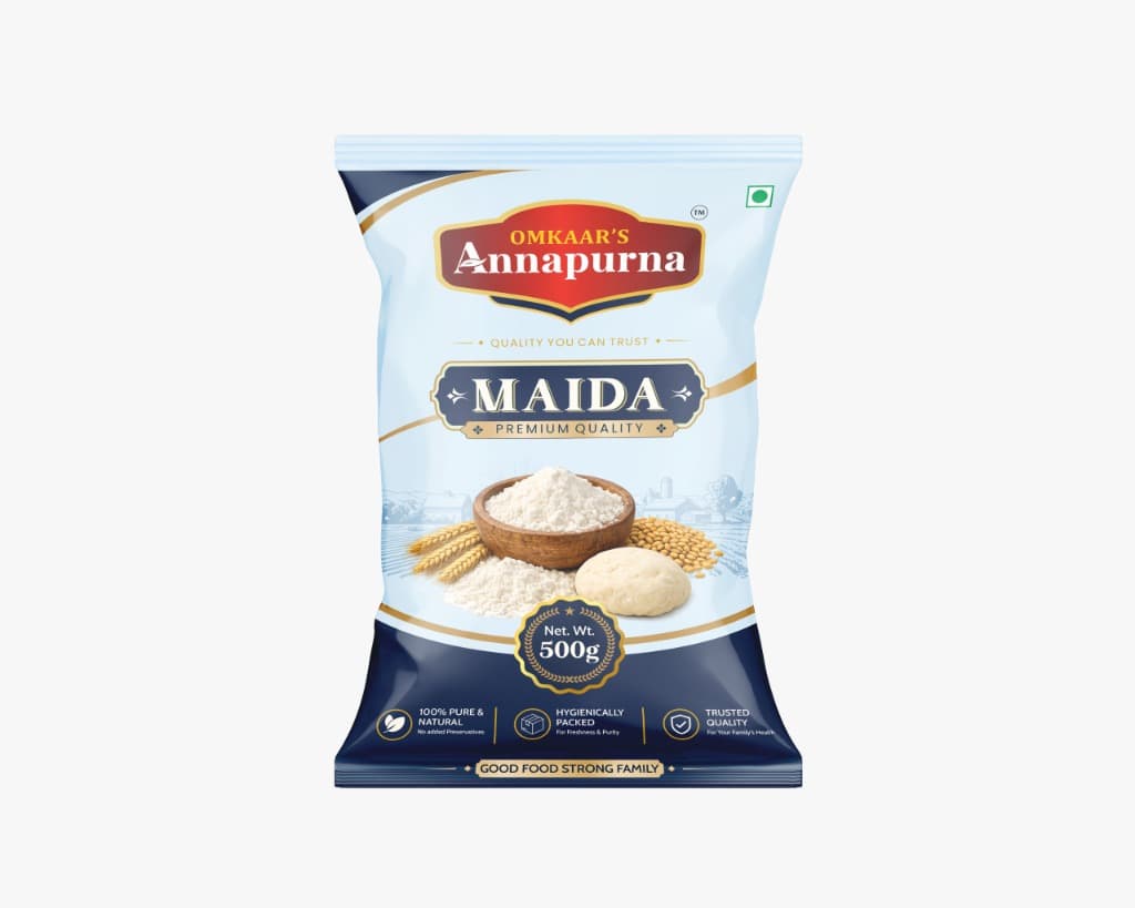 Omkaar's Annapurna Maida 500g pack — One Ingredient, Endless Possibilities