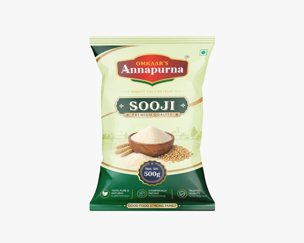 Omkaar's Annapurna Sooji 500g pack — Morning to Evening — Sooji Has You Covered